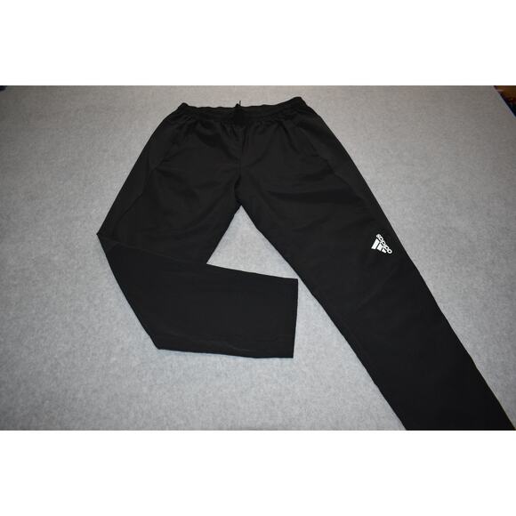 Adidas Track Pants Joggers Mens Size Large Slight Tapered Polyester Black - Picture 1 of 5